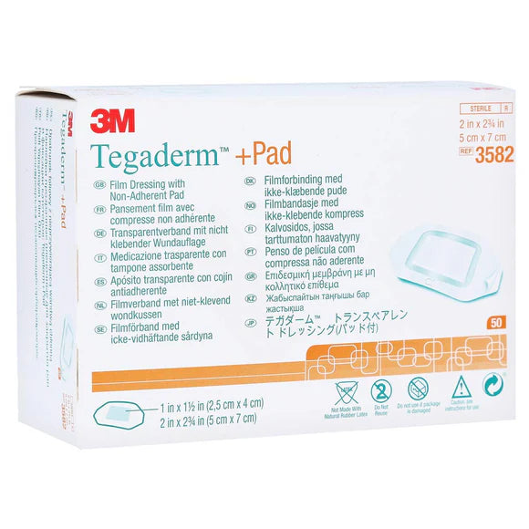 Medicazione trasparente 3M Tegaderm Plus Pad, sterile, 5 cm x 7 cm, confezione da 50