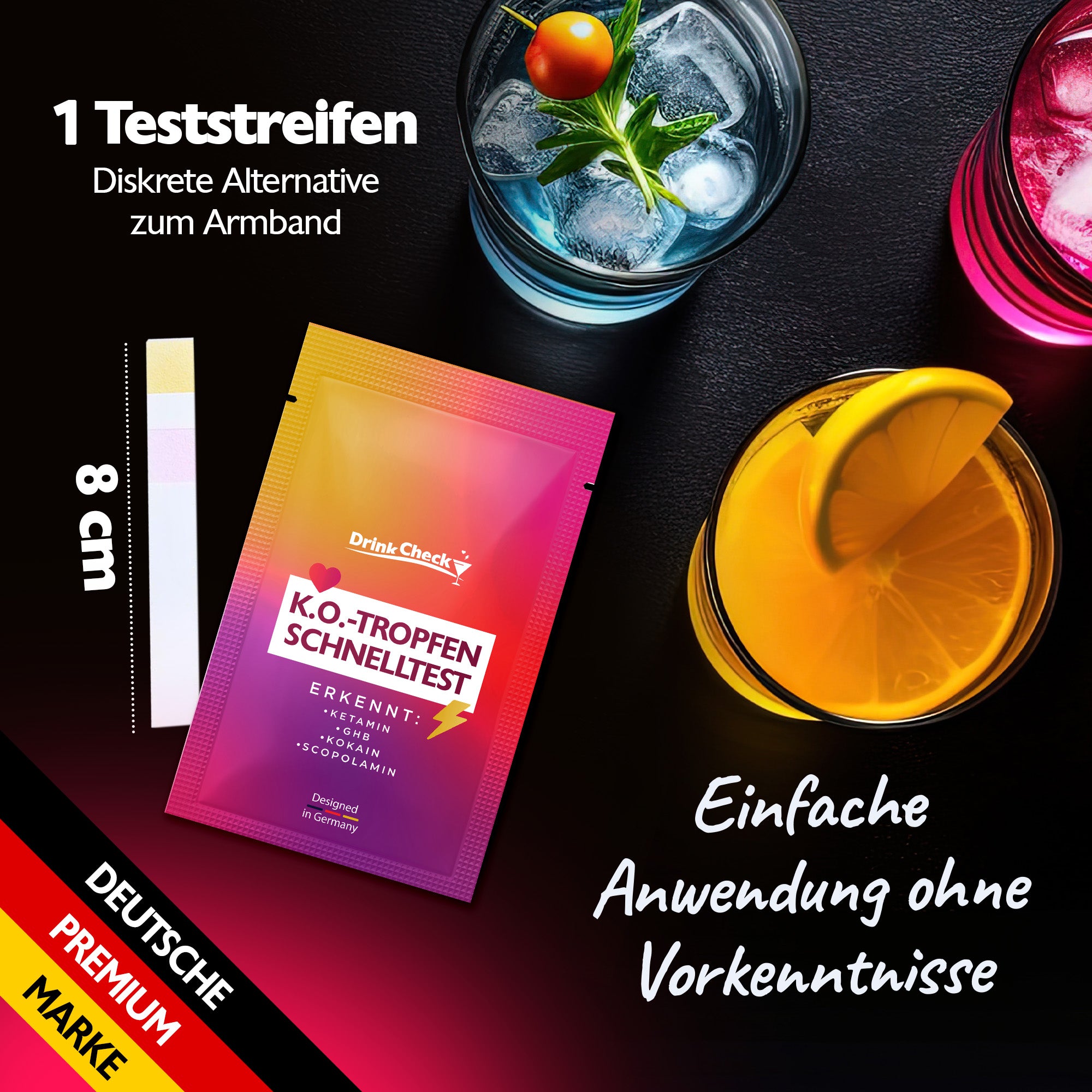 DrinkCheck Test Rapido per la Rilevazione di Ketamina, GHB, Scopolamina e Cocaina