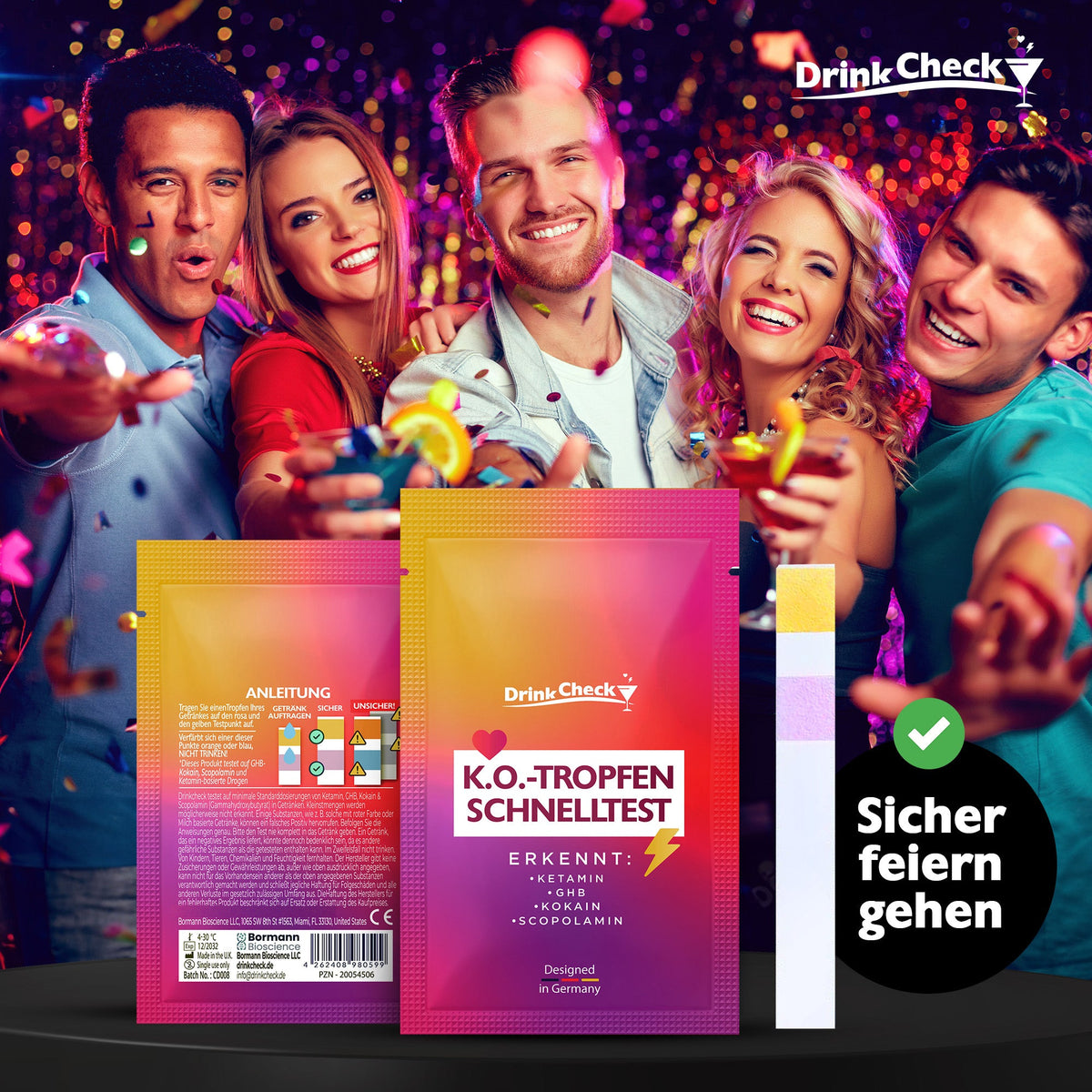 DrinkCheck Test Rapido per la Rilevazione di Ketamina, GHB, Scopolamina e Cocaina