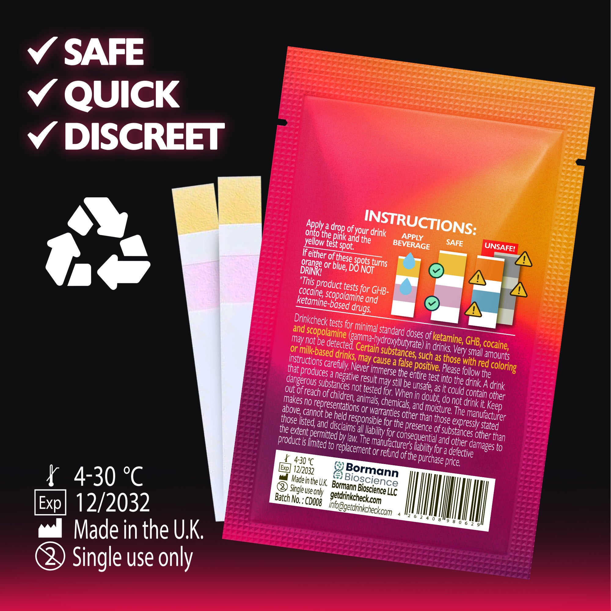 DrinkCheck Test per la rilevazione di GHB e Ketamina nelle bevande
