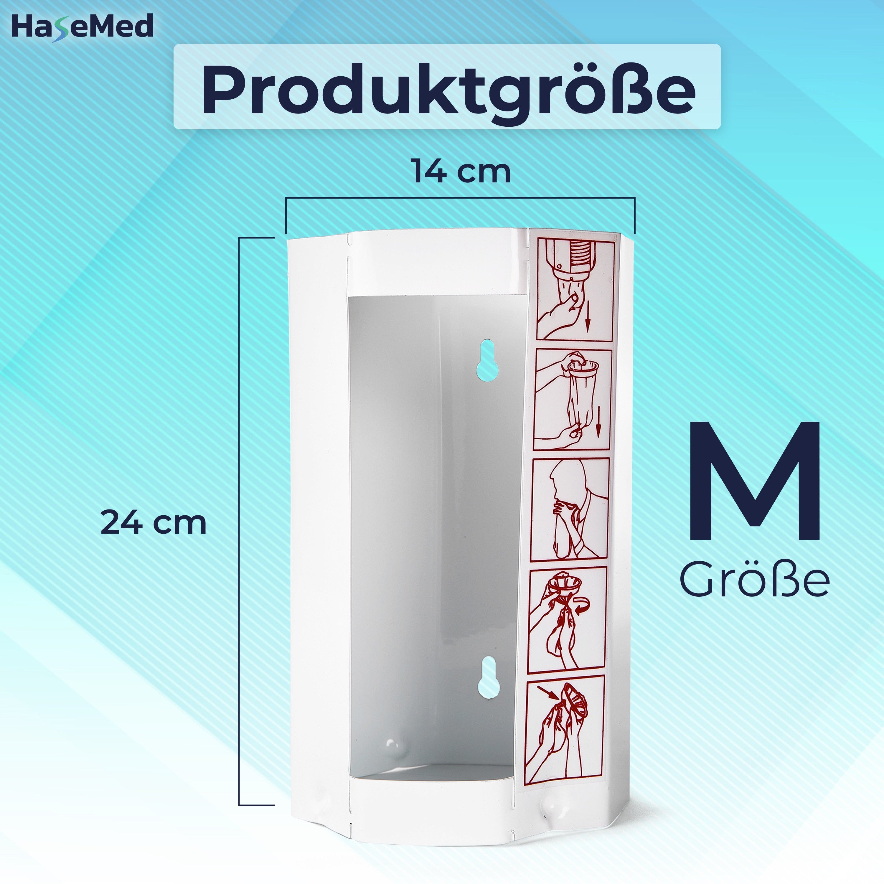 Dispensatore in metallo HaseMed per sacchetti per il vomito, taglia M