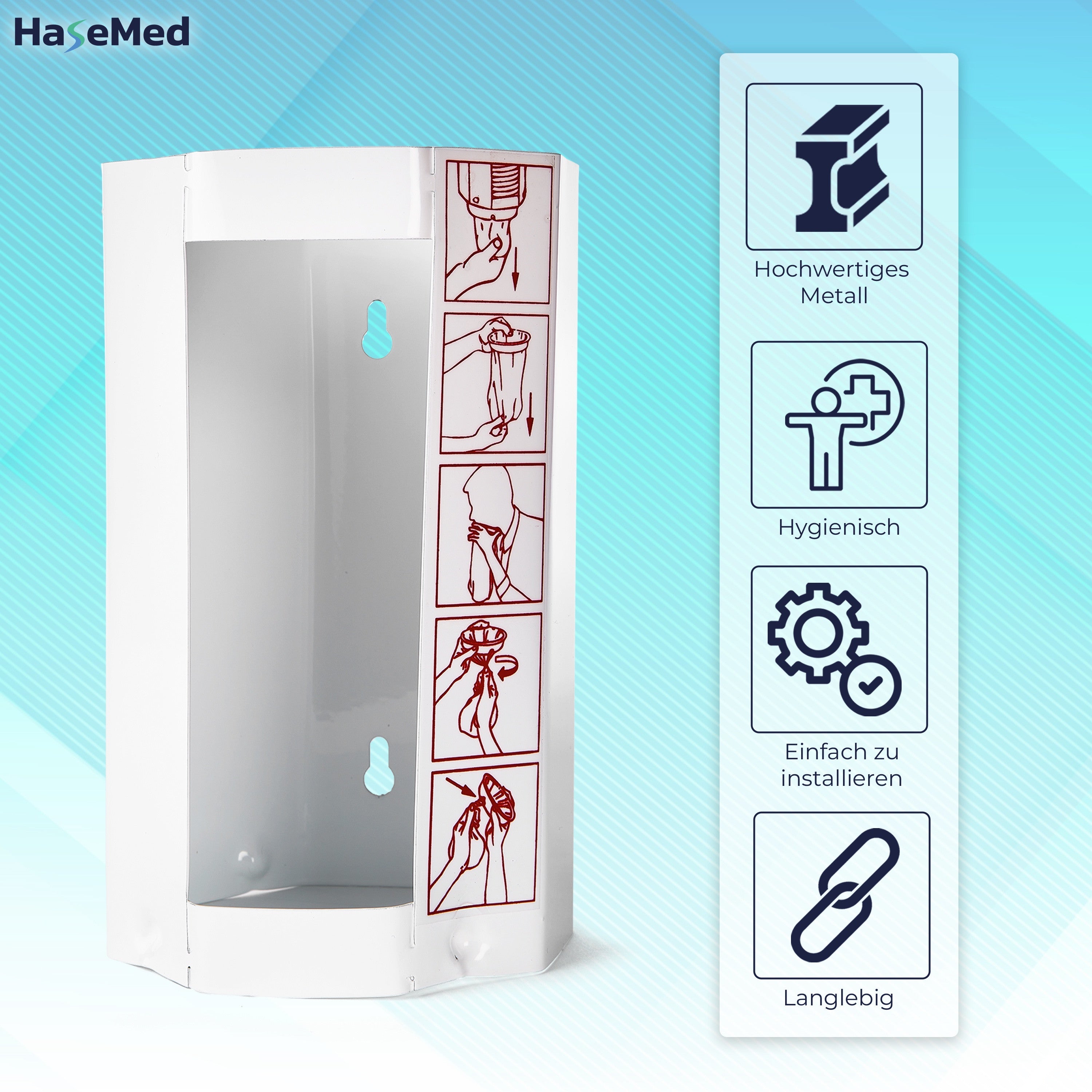 Dispensatore in metallo HaseMed per sacchetti per il vomito, taglia M