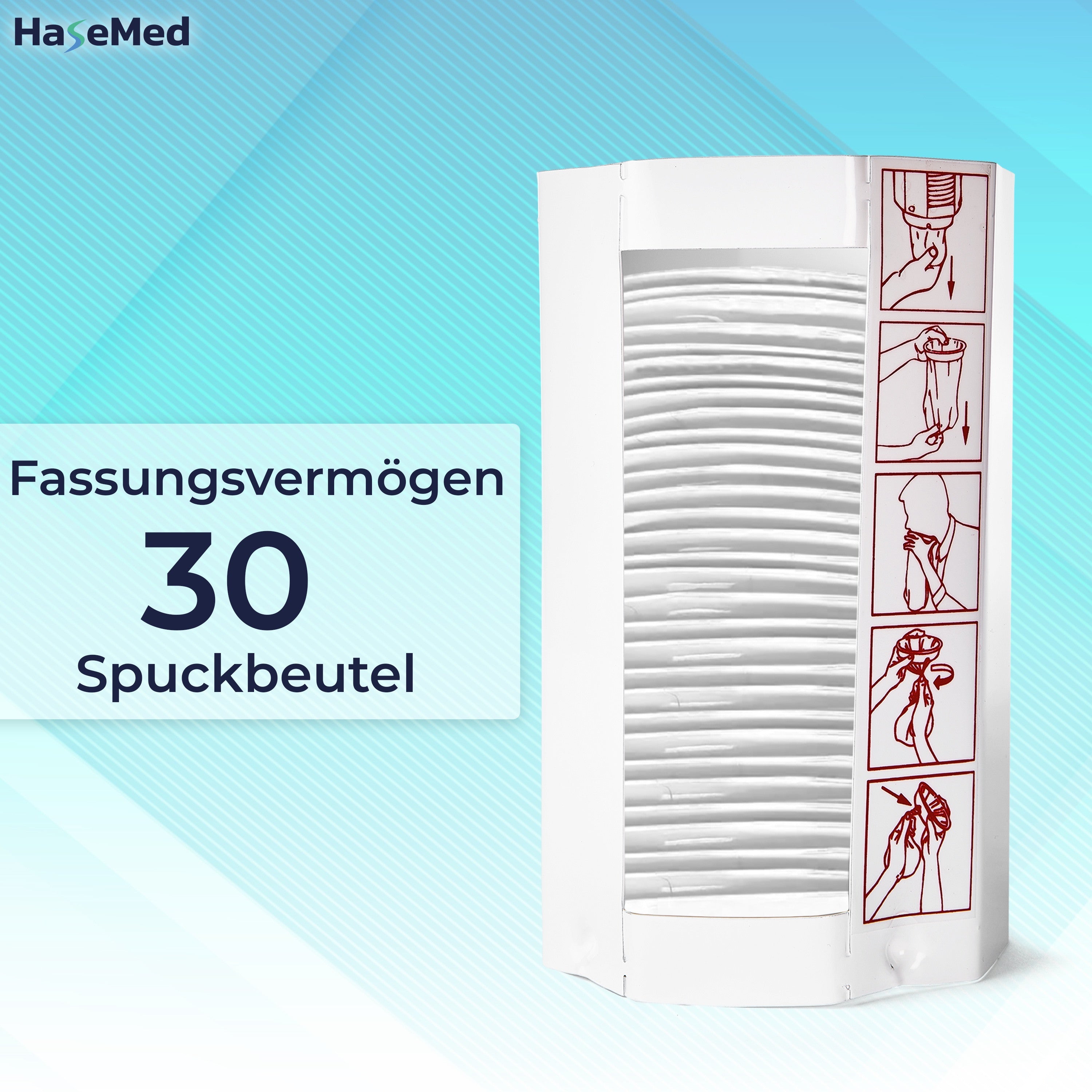 Dispensatore in metallo HaseMed per sacchetti per il vomito, taglia M