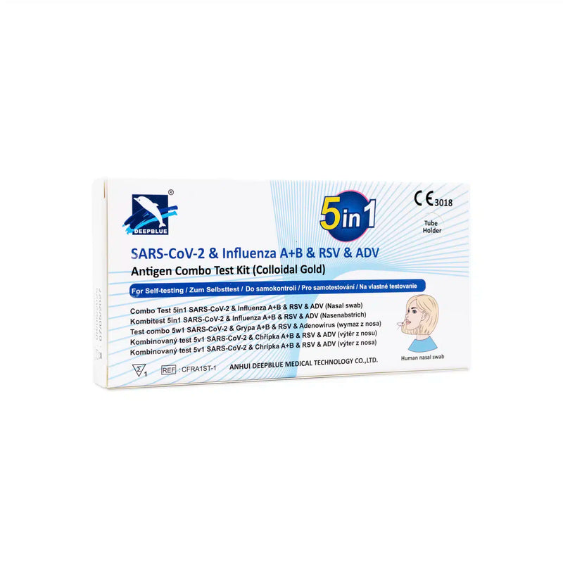 Test combinato 5 in 1 Deepblue: COVID-19, Influenza A+B, RSV e Adenovirus – Autotest rapido antigenico