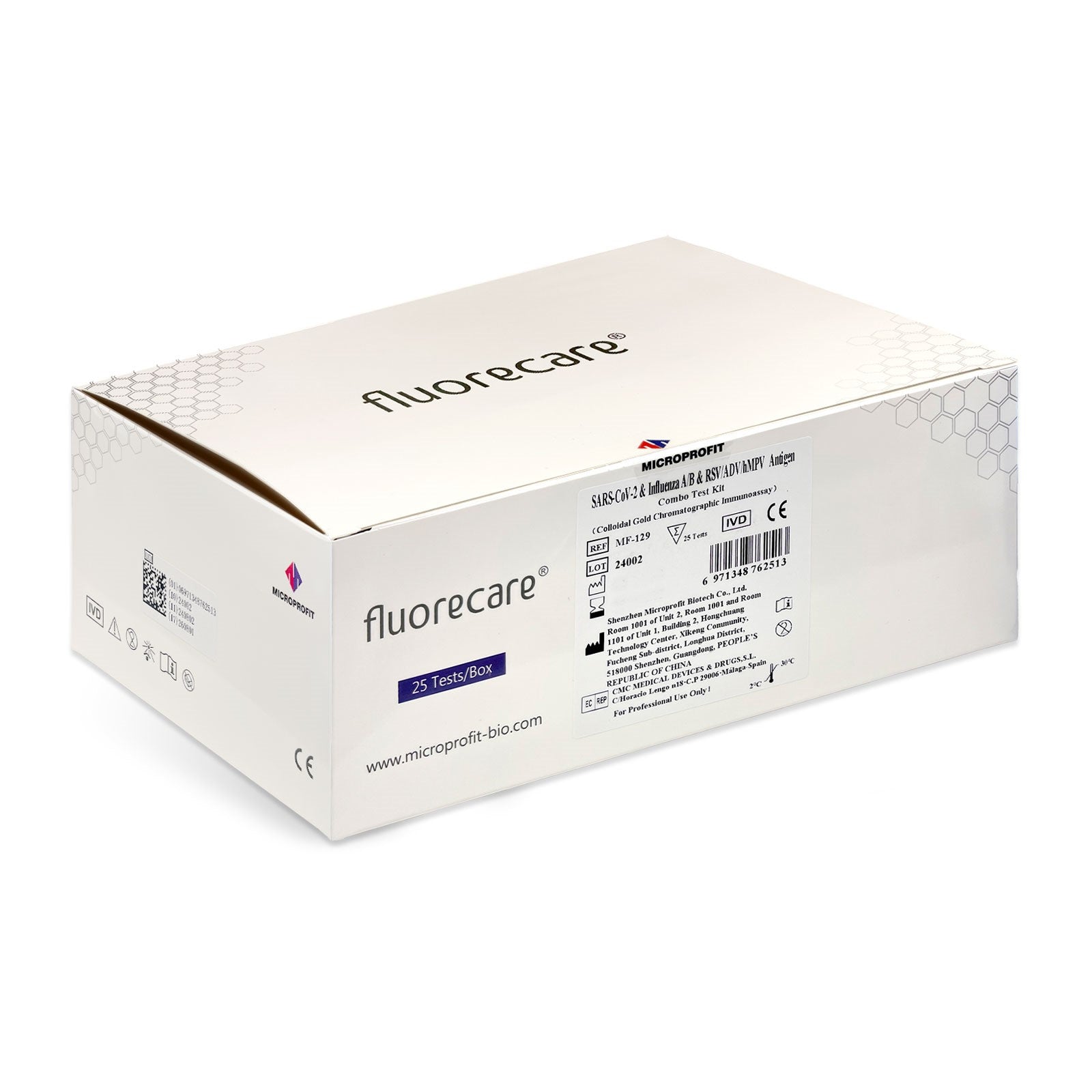 Fluorecare 4in1 Combo Test Corona, Influenza A/B & RSV, 25 Pieces