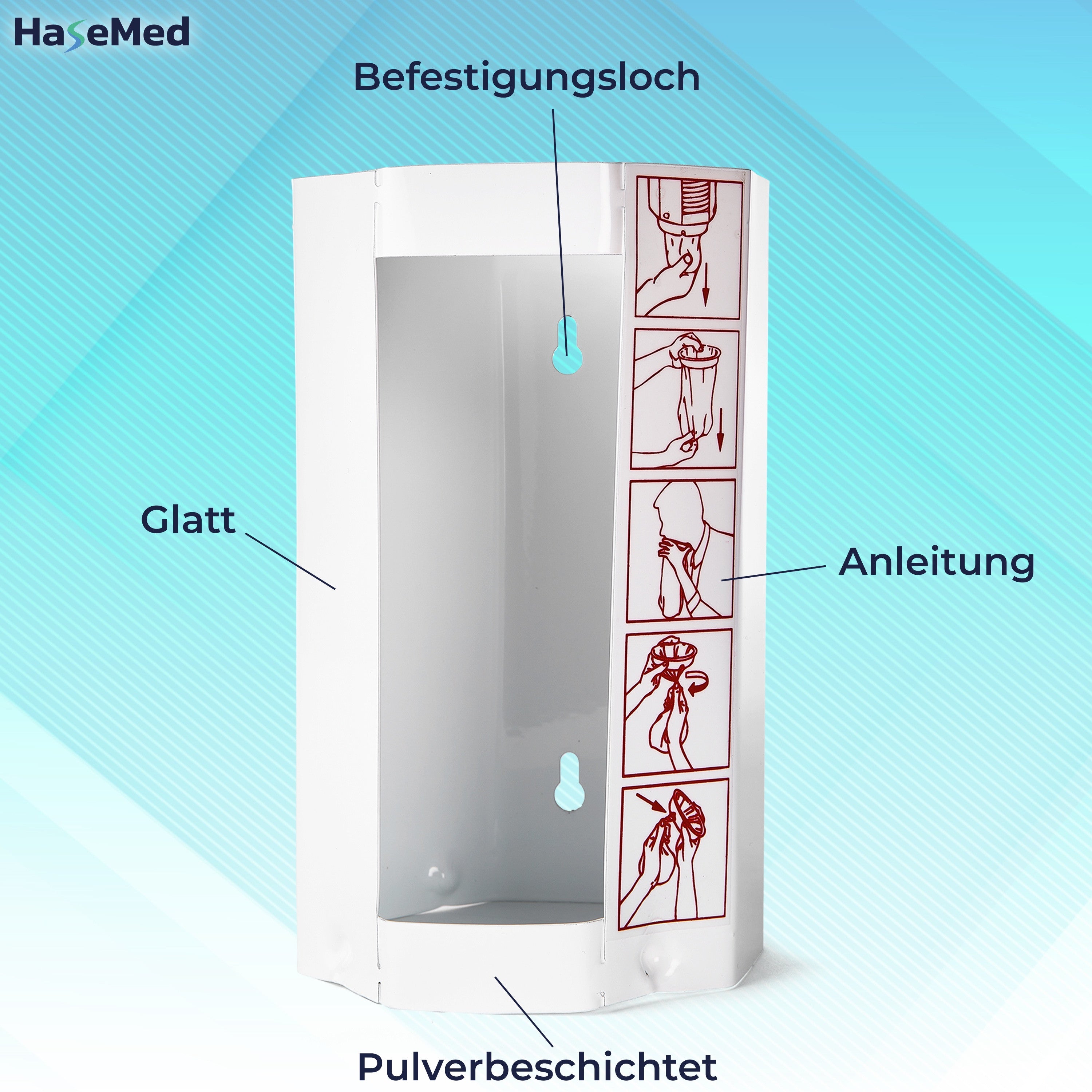 Dispensatore in metallo HaseMed per sacchetti per il vomito, taglia M